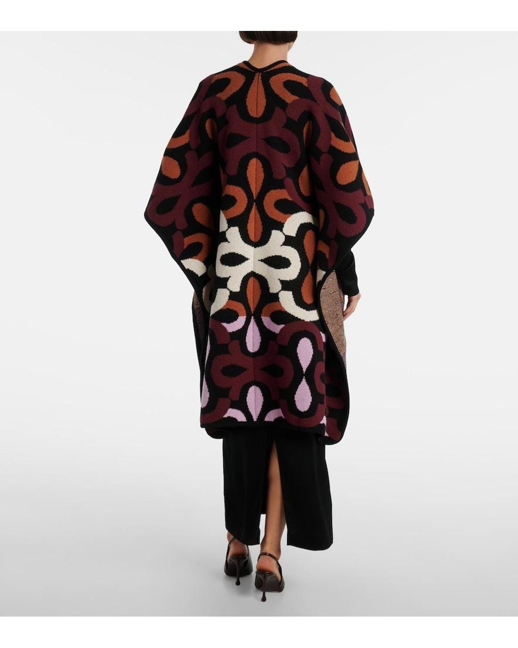 LaDoubleJ Black Maiolika Wool Jacquard Cape