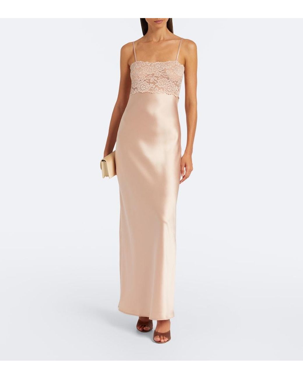 AYA MUSE White Myra Lace And Satin Gown