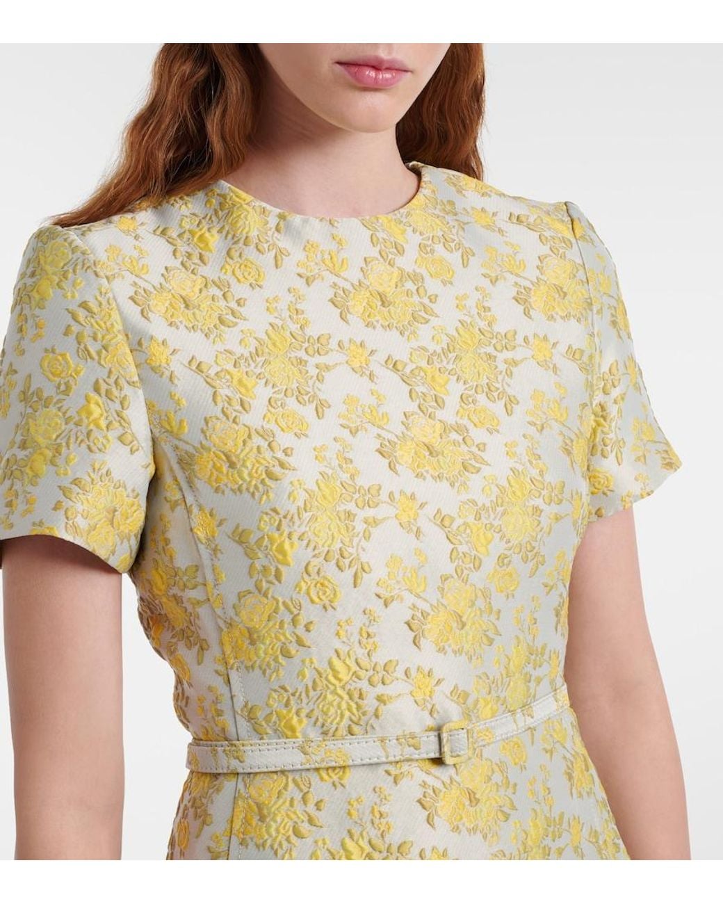 Jonathan Simkhai Yellow Caraline Floral Jacquard Cocktail Dress