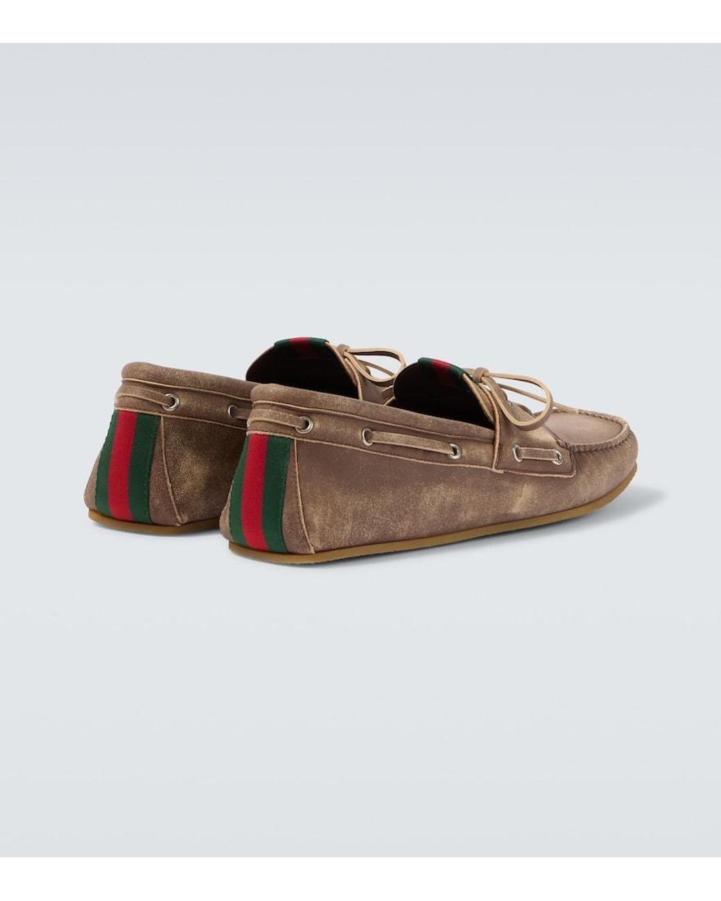 Gucci Segelschuhe Web Stripe Aus Leder in White für Herren