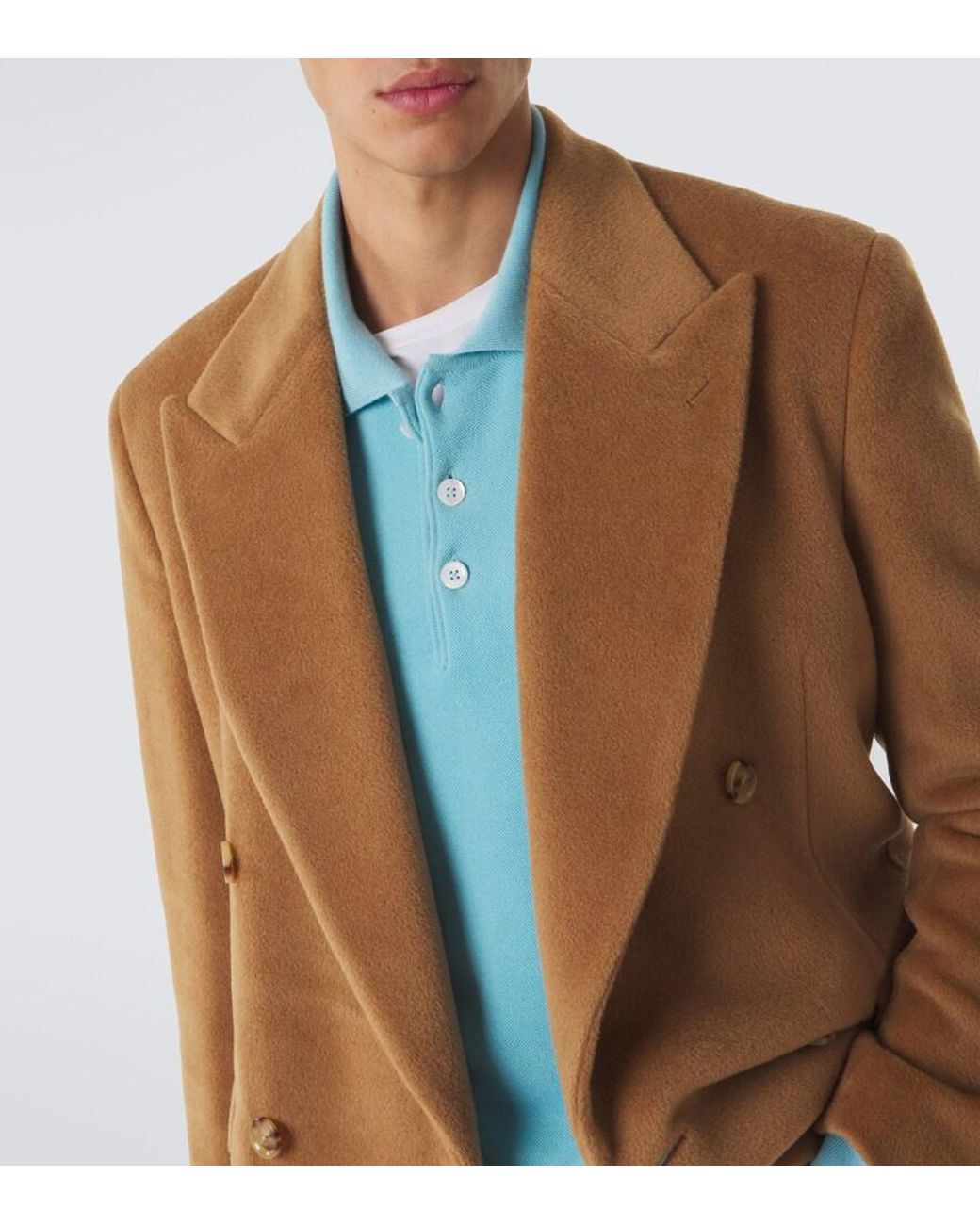 Lardini Brown Double-Breasted Virgin Wool Coat for men