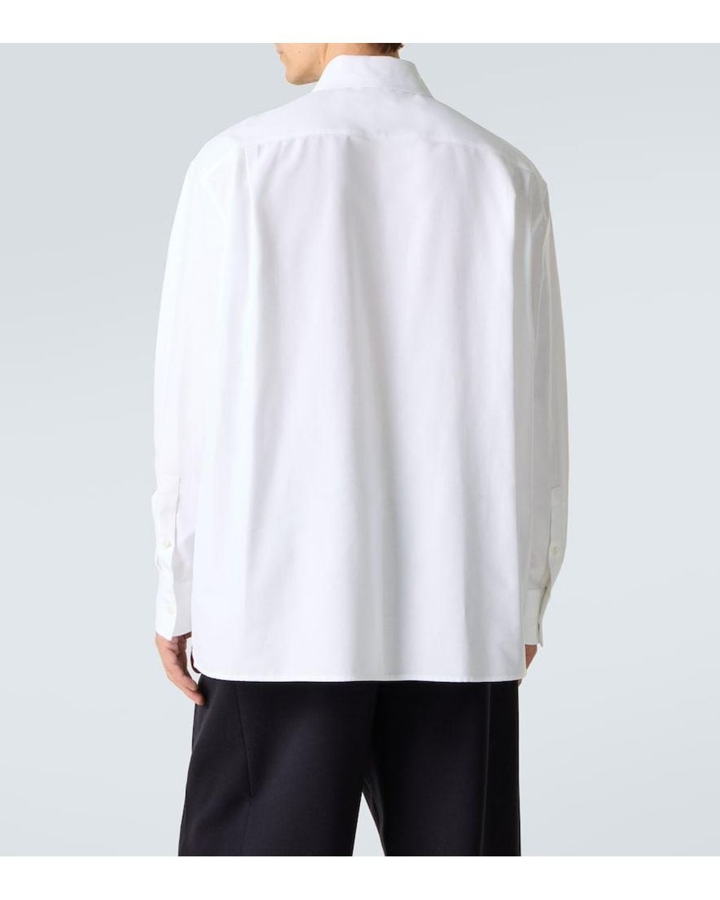 Loewe White Cat Face Embroidered Cotton Shirt for men