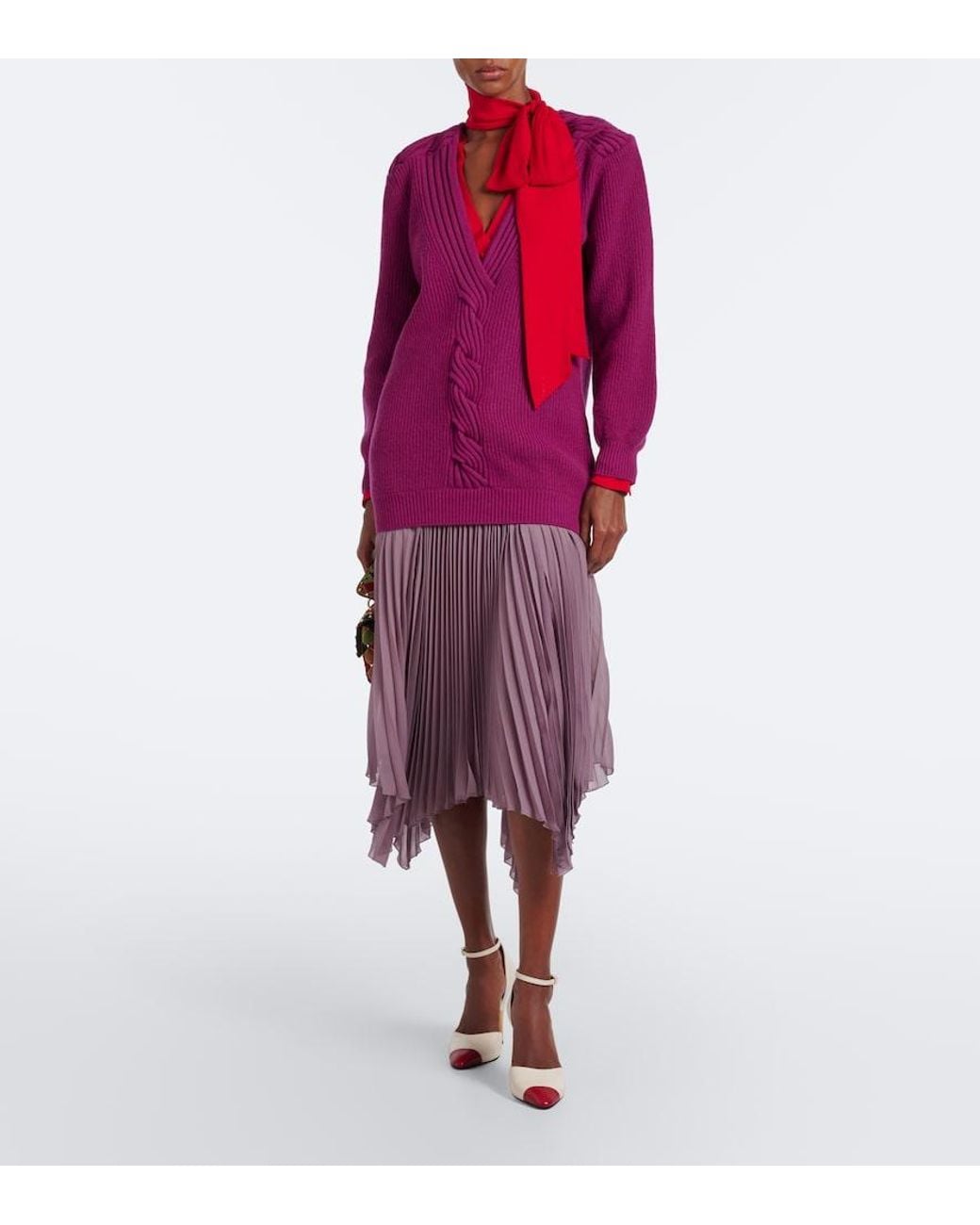 Valentino Garavani Purple Oversized Virgin Wool Sweater