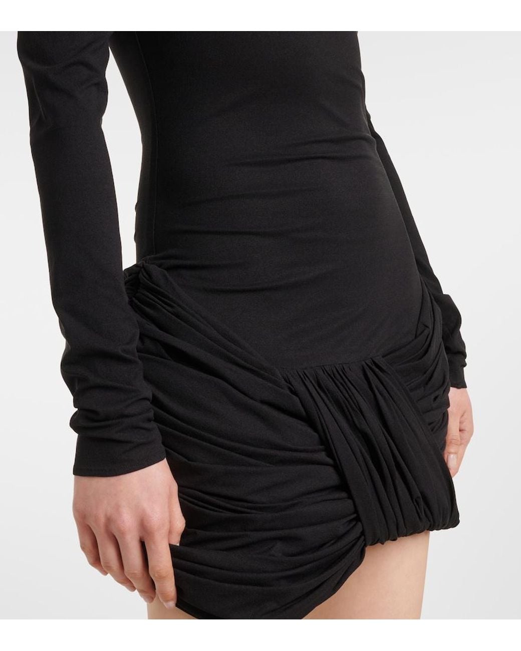 Magda Butrym Black Ruched Silk-Blend Minidress