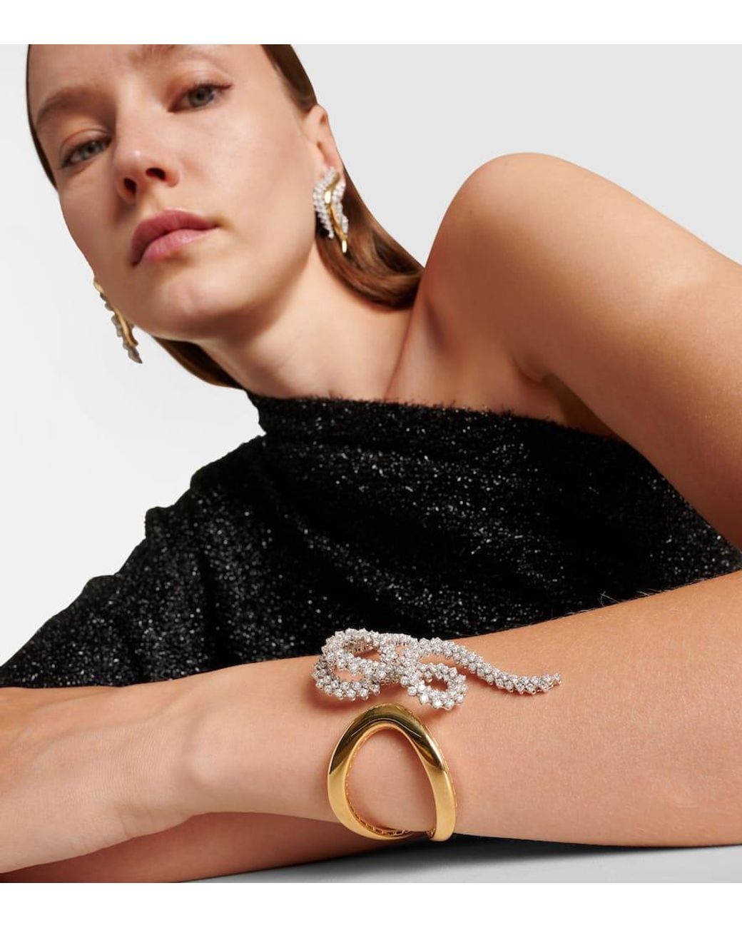 YEPREM White Armreif Golden Strada Aus 18Kt Gelb- Und Weissgold (750/1000) Mit Diamanten