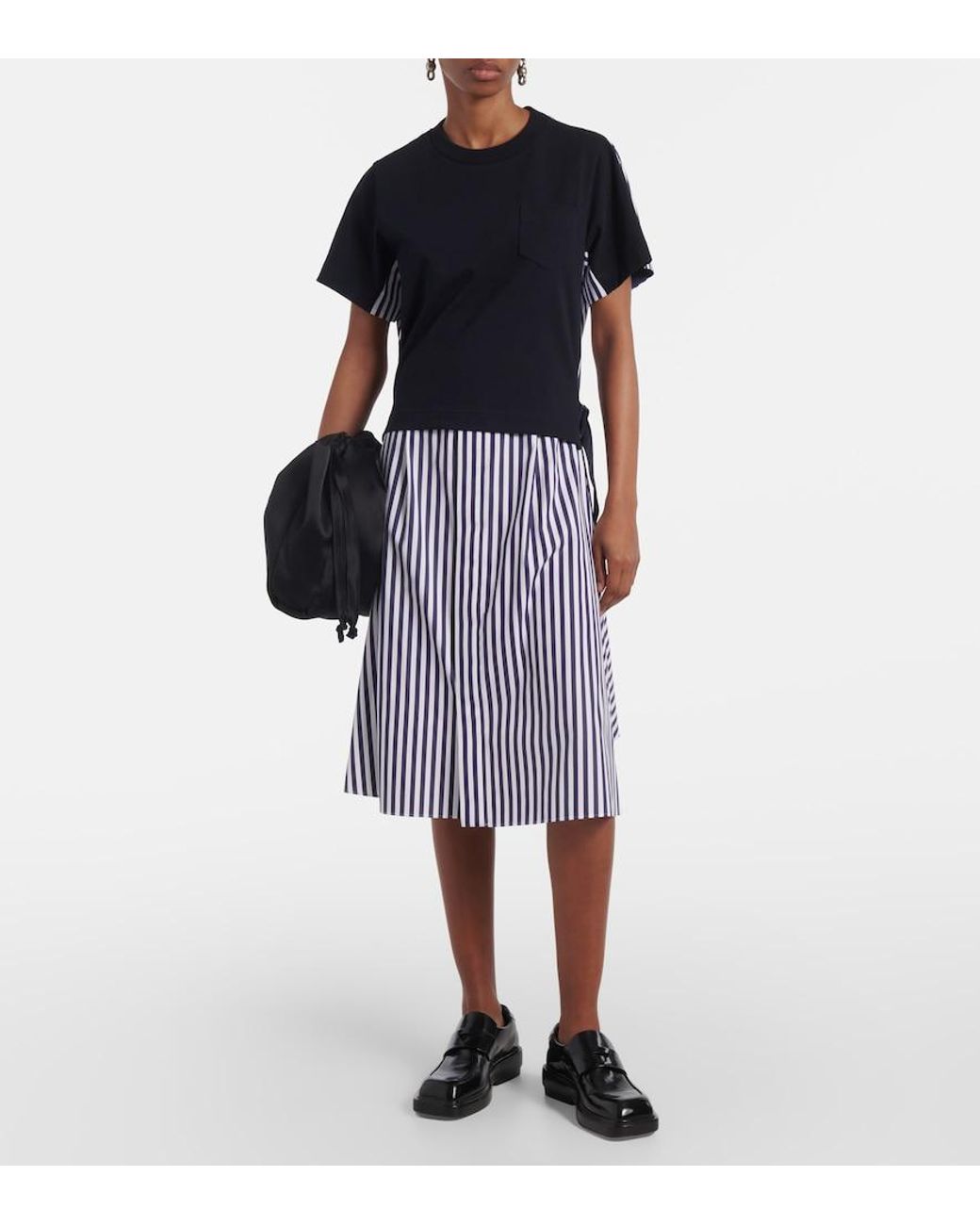 Sacai Blue Striped Cotton Shirt Dress