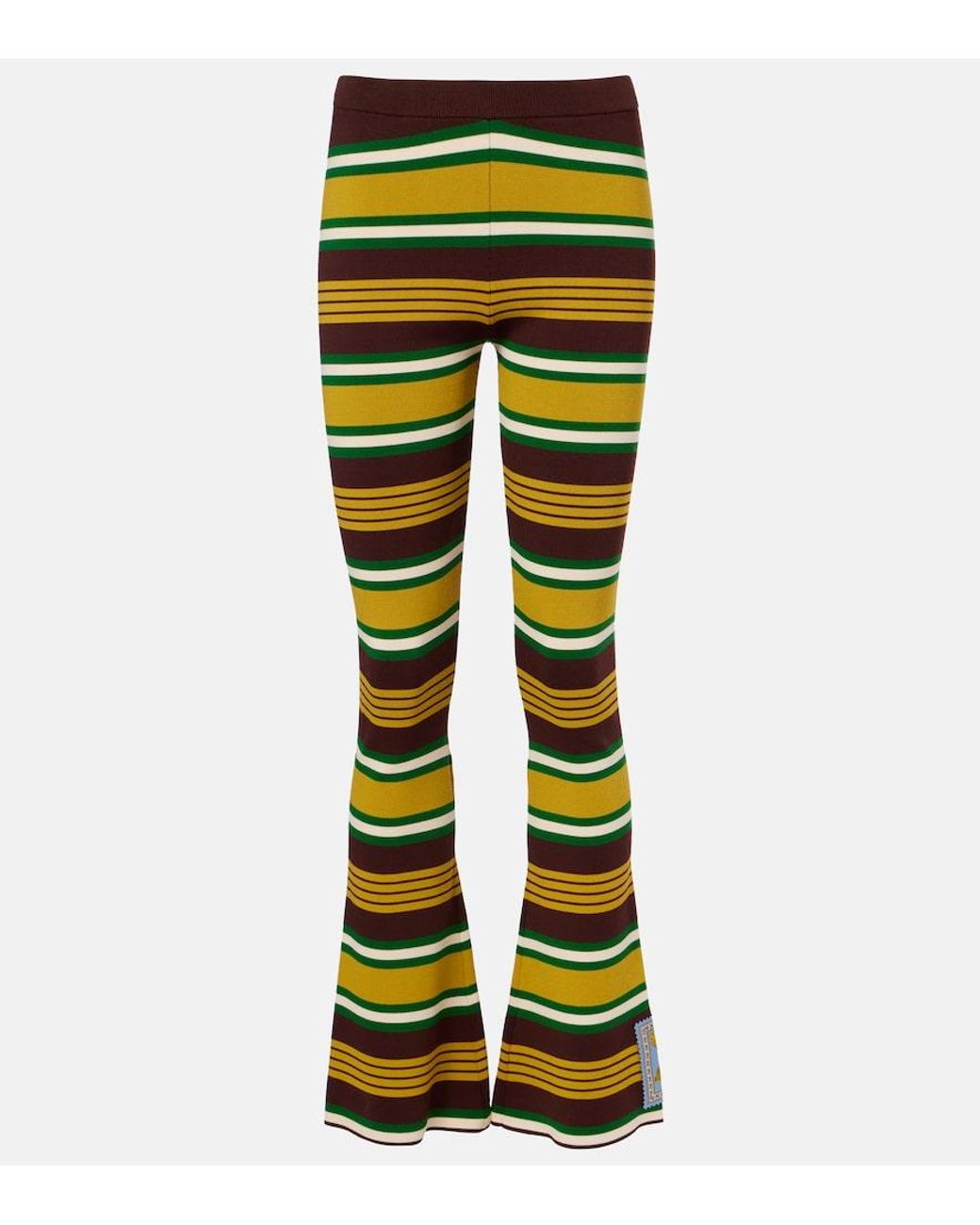 ALÉMAIS Yellow Clover Knitted Striped Flared Pants