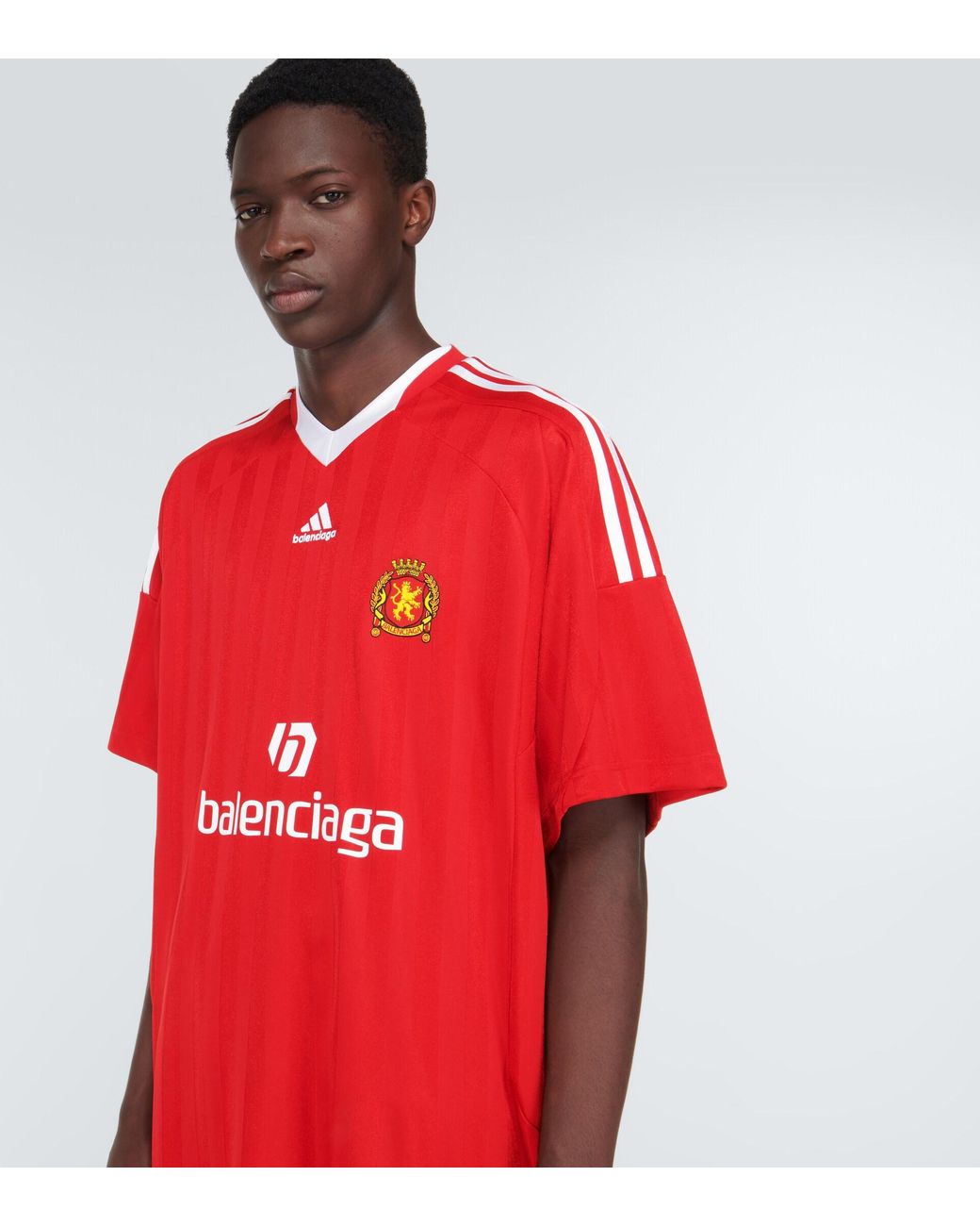 Balenciaga X Adidas Oversized Soccer Jersey in Red for Men | Lyst