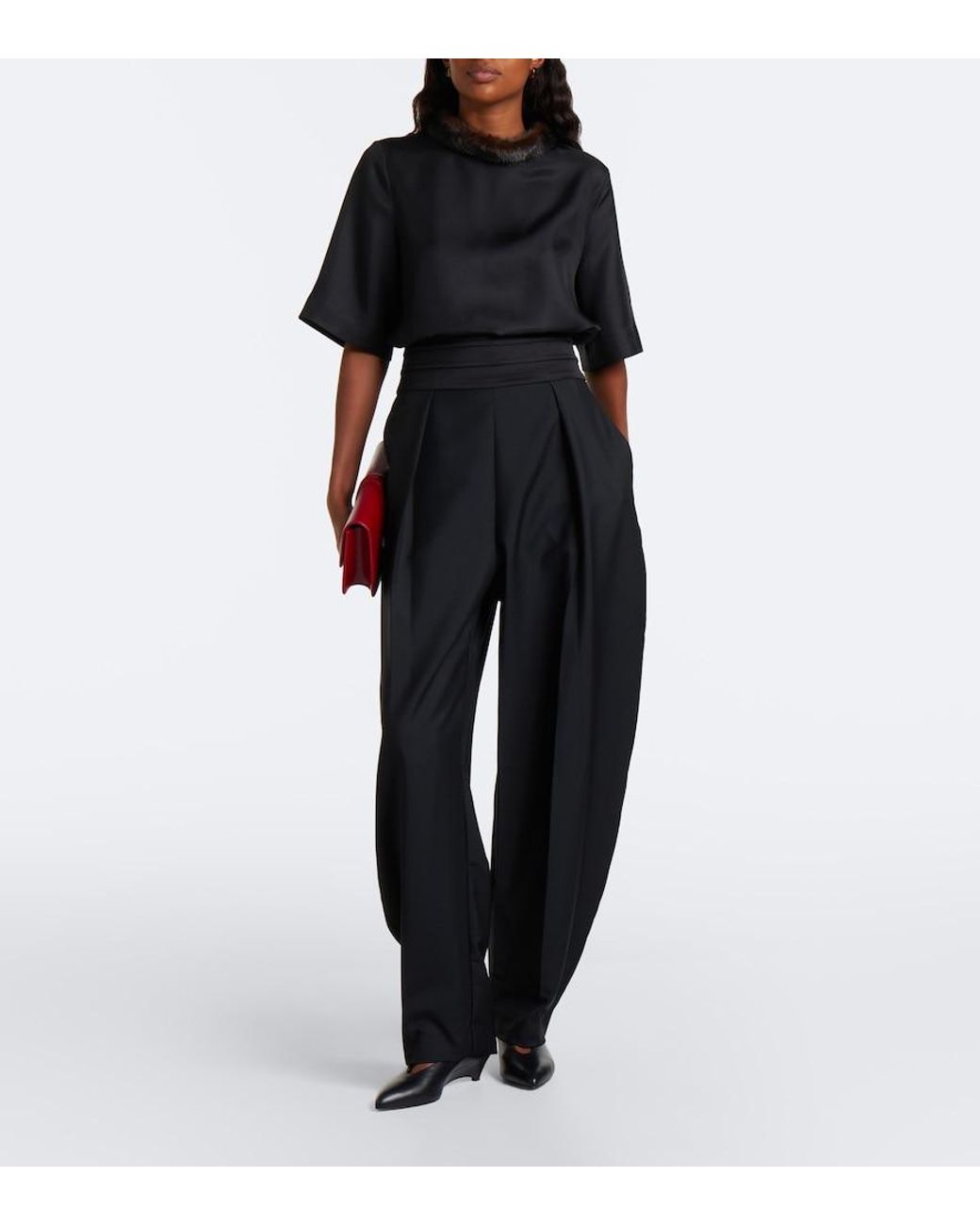 Loulou de Saison Black Dana Silk Twill Top