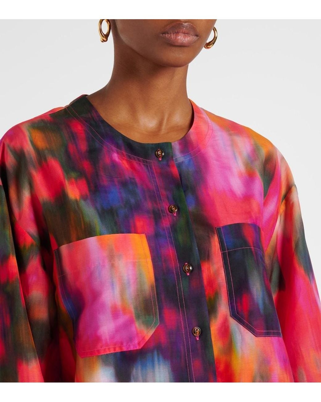 Eres Pink Galaxie Cotton And Silk Shirt Dress