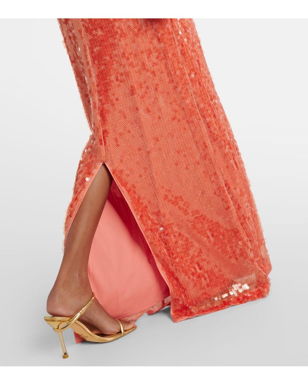 Jonathan Simkhai Bex Sequined Maxi Dress in Orange | Lyst