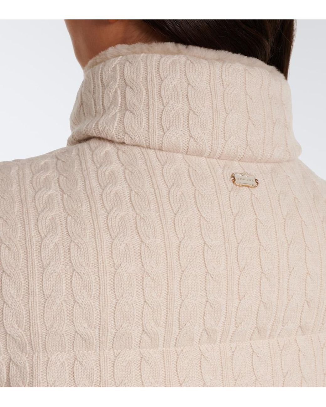 Agnona Natural Cable-Knit Cashmere Puffer Vest