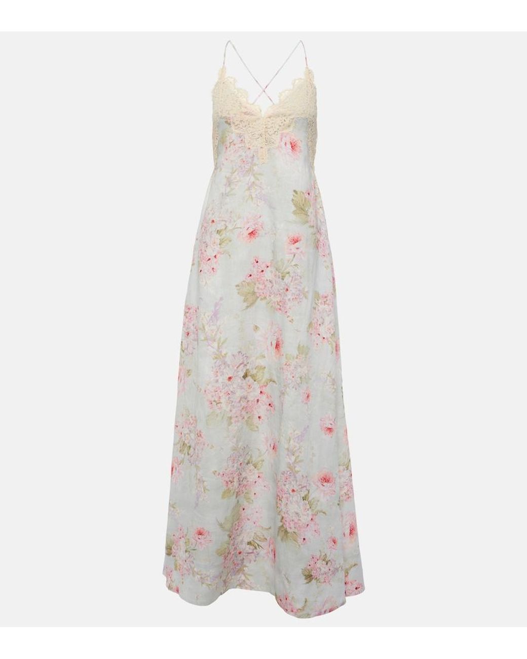 Zimmermann Halliday Lace-Trimmed Floral Maxi Dress in White | Lyst Canada
