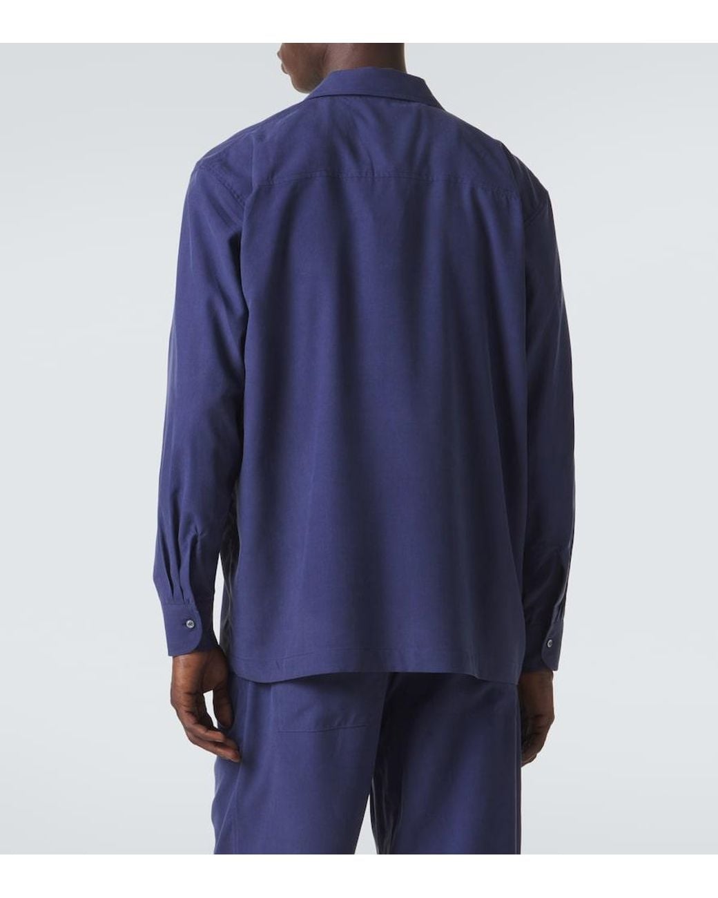 Saman Amel Blue Silk Shirt for men