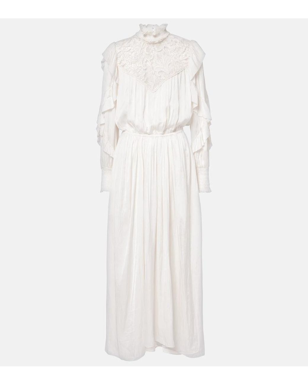 Isabel Marant White Frilled Collar Long Dress