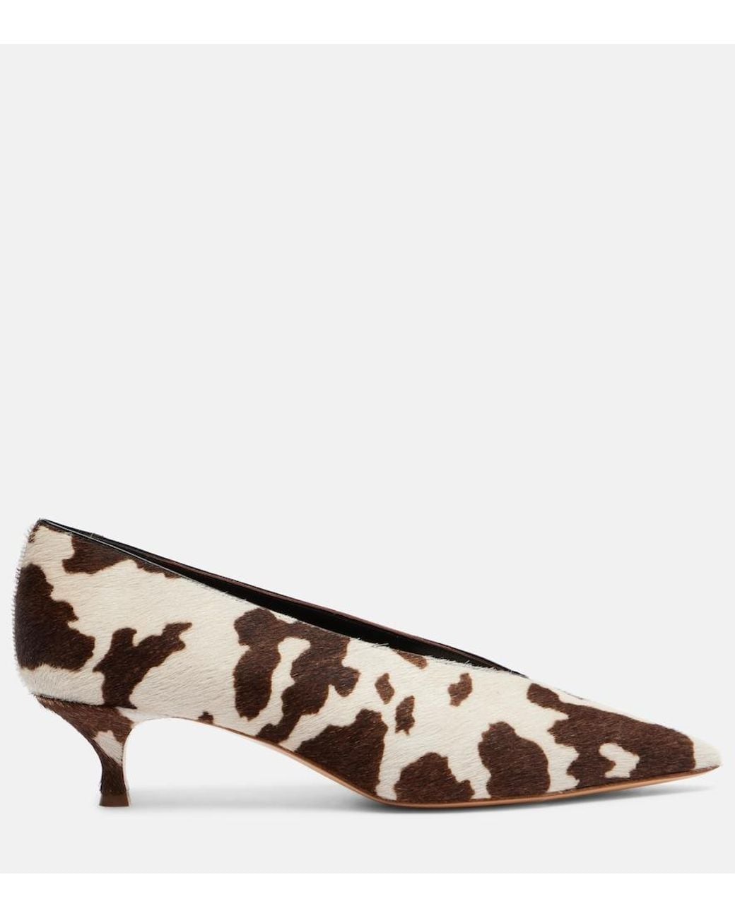 Le Monde Beryl Brown Babouche Cow-Print Calf Hair Pumps