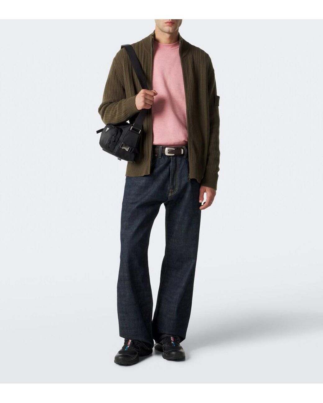 Stone Island Green Compass Wool And Cashmere Cardigan for men