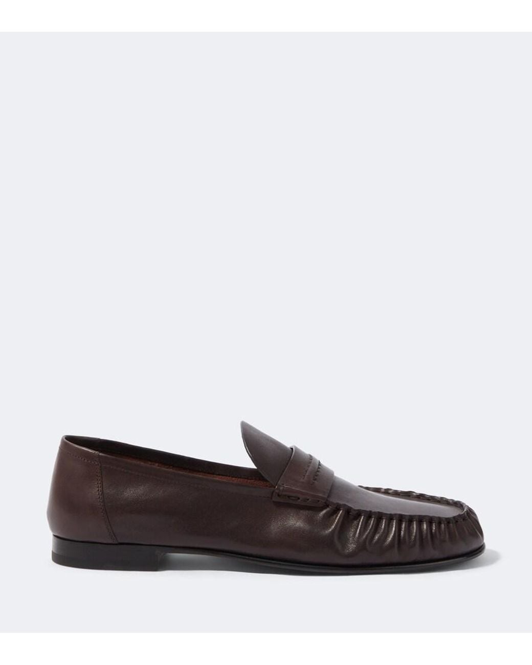 The Row Brown Theo Leather Penny Loafers for men