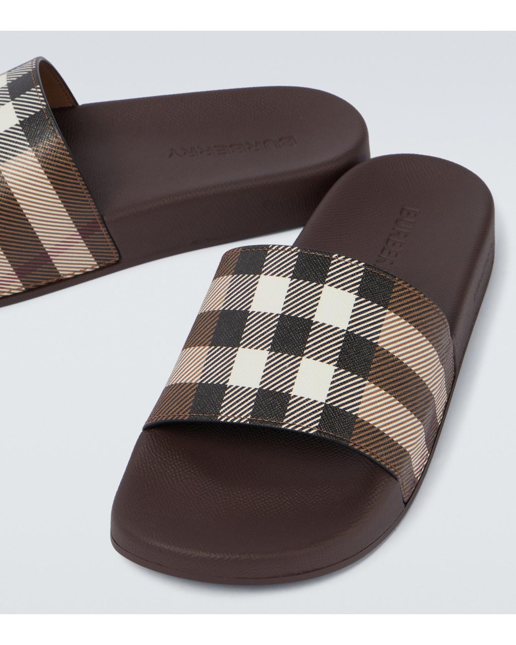 Burberry Rubber Vintage Checked Slides in Brown for Men - Lyst
