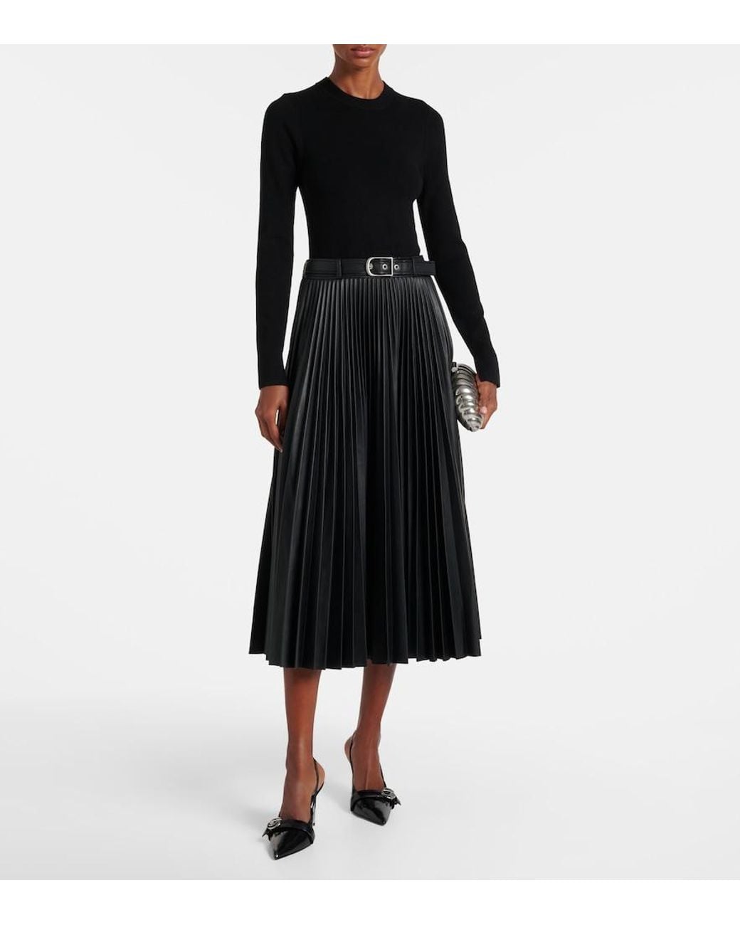 Jonathan Simkhai Black Abilene Knitted Pleated Midi Dress
