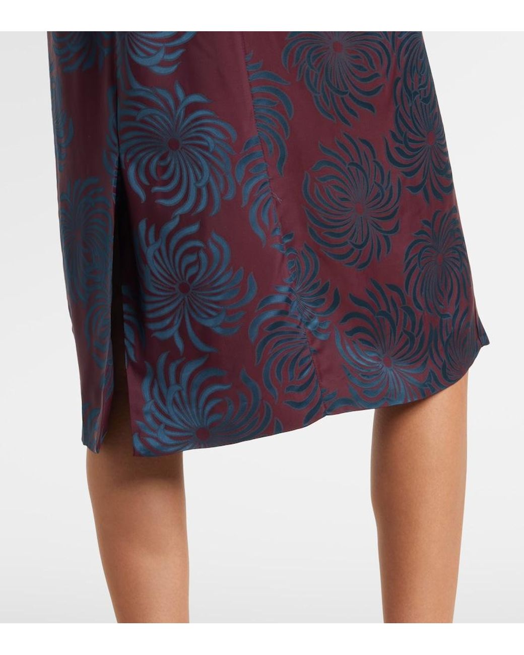 Dries Van Noten Blue Floral Jacquard Midi Dress