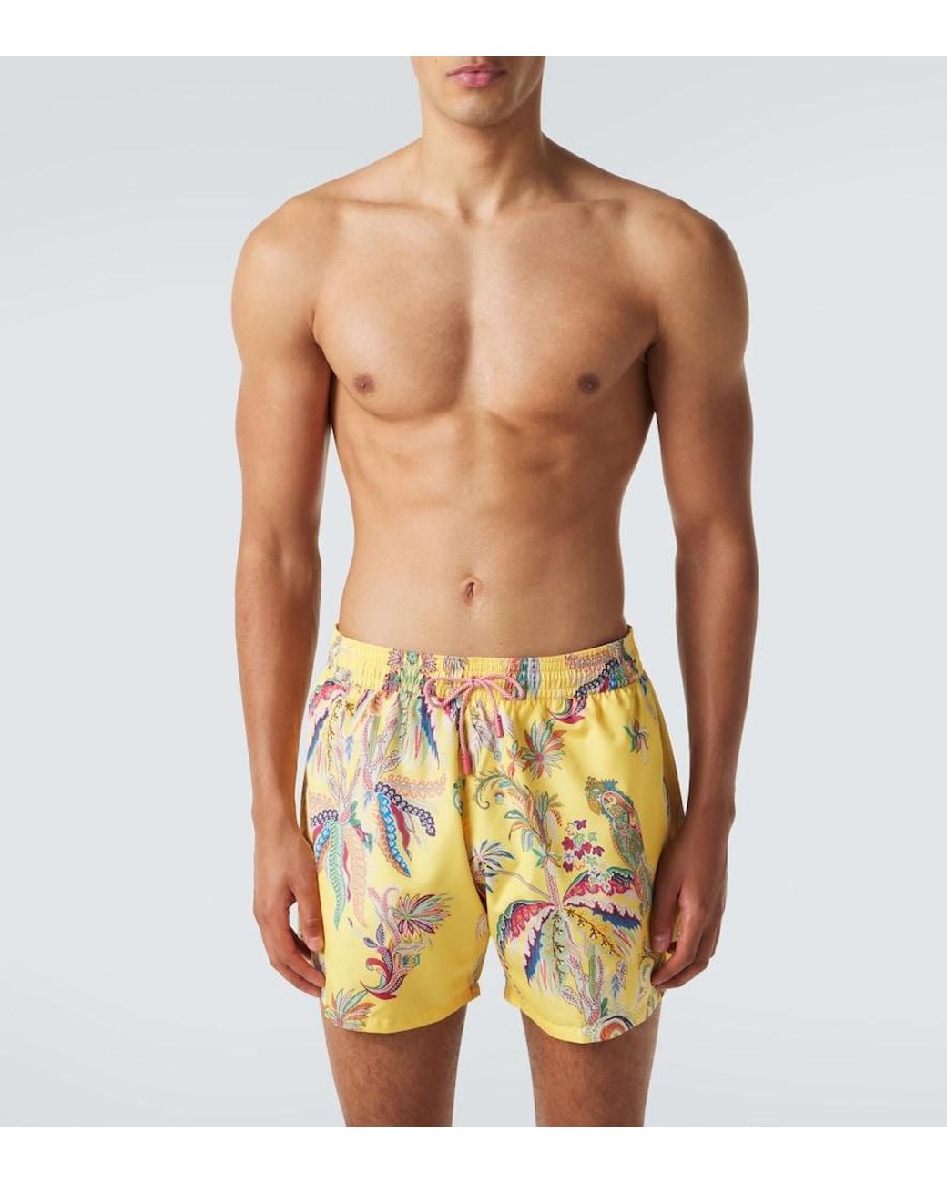 Etro Yellow Printed Swim Trunks for men