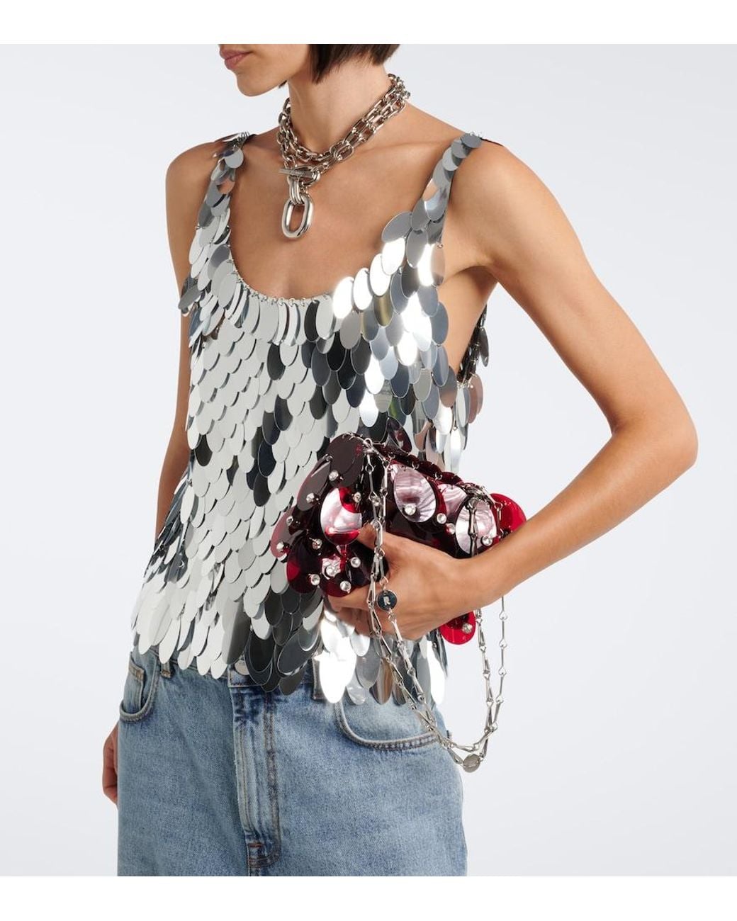 Rabanne White Sequin-Embellished Top