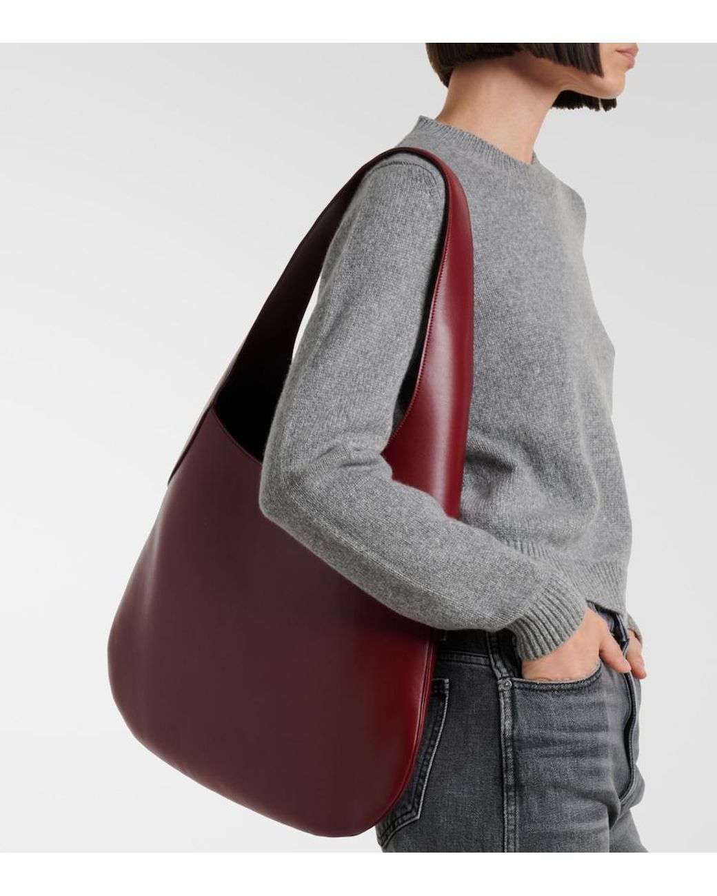 Khaite Red Joan Large Leather Shoulder Bag