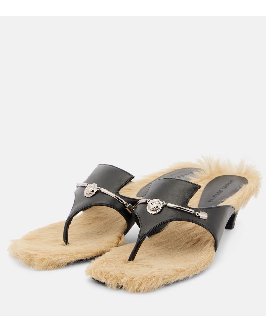 Magda Butrym Black Shearling-Trimmed Leather Sandals