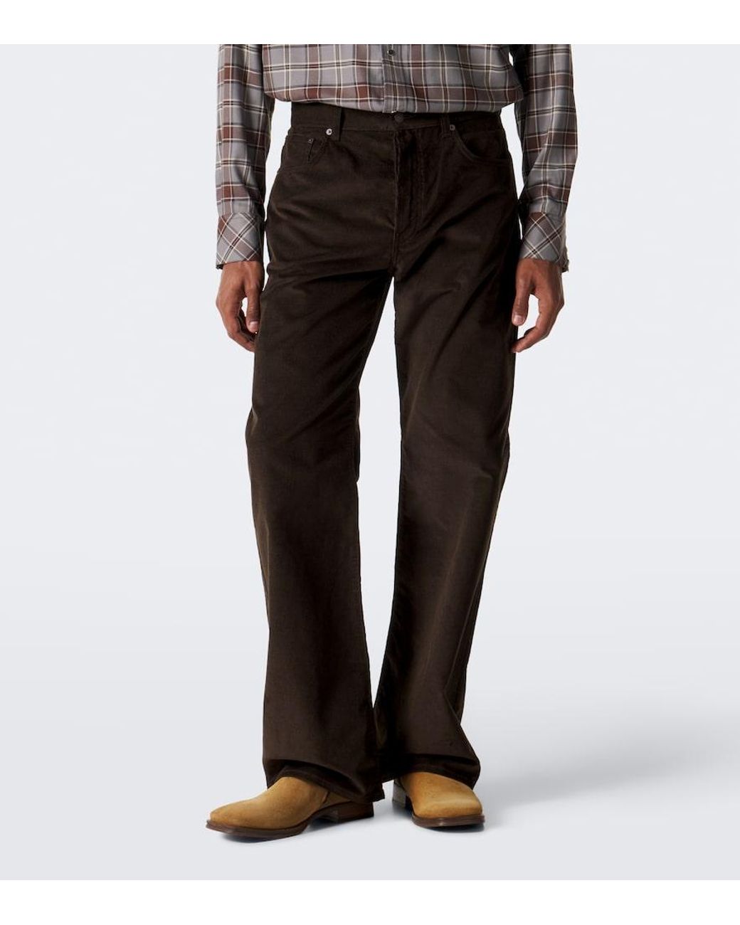 Acne Black Cotton Corduroy Wide-Leg Pants for men