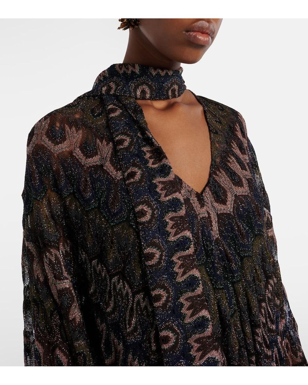 Missoni Black Chevron Lame Maxi Dress