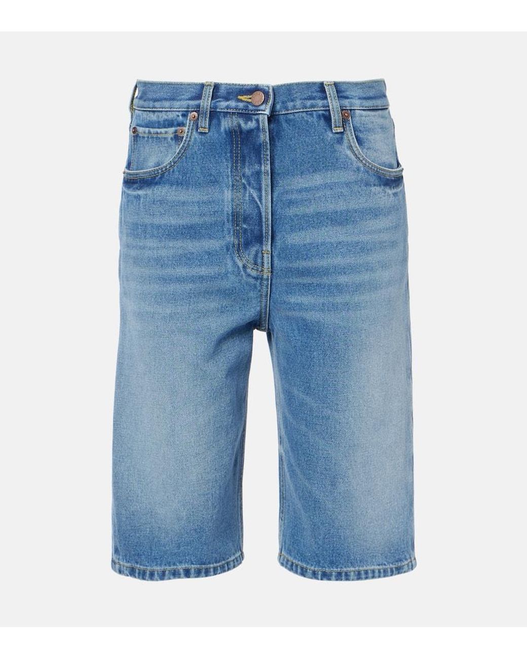 【関税込み】prada HIGH WAIST BERMUDA SHORTS Prada High-Rise Bermuda Shorts in Blue | Lyst Australia