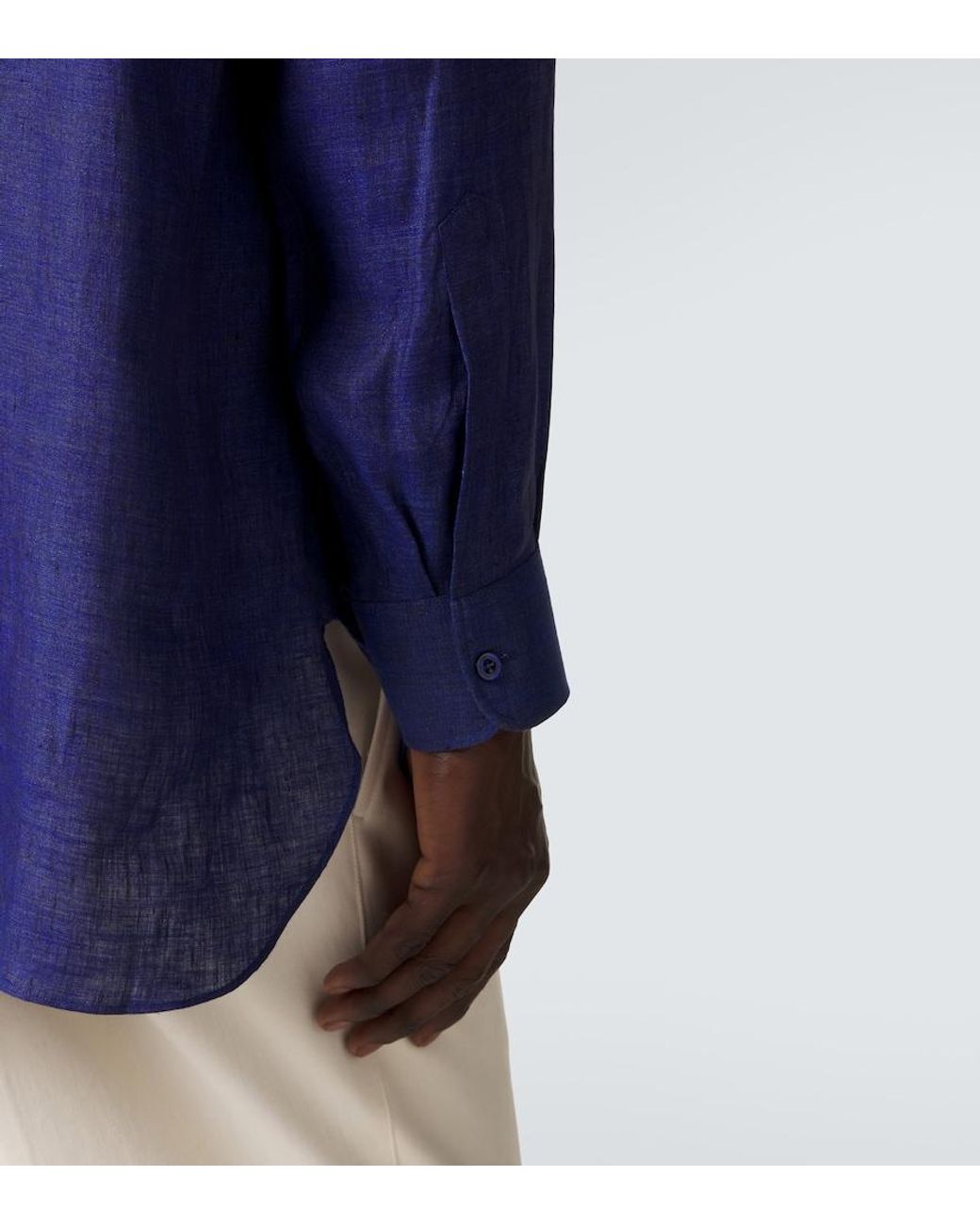 Charvet Blue Linen Shirt for men