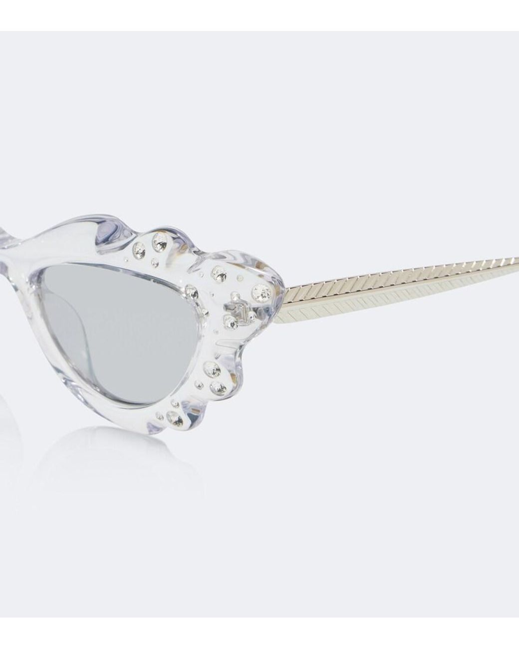 Aquazzura Gray Palm Babe Embellished Cat-Eye Sunglasses