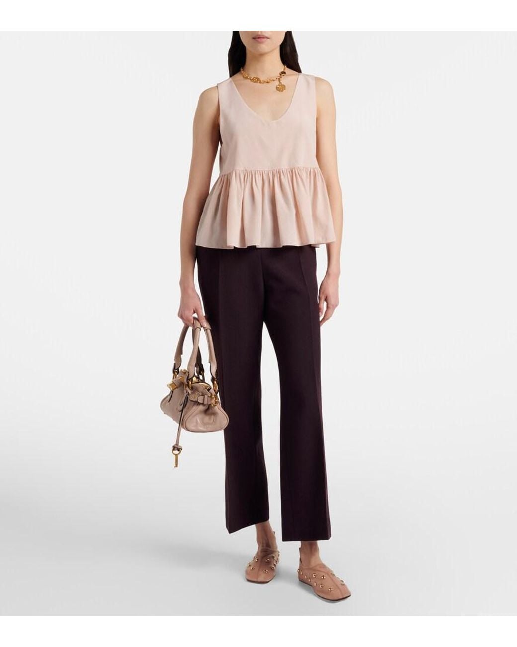 Chloé Pink Rita Studded Mesh Flats