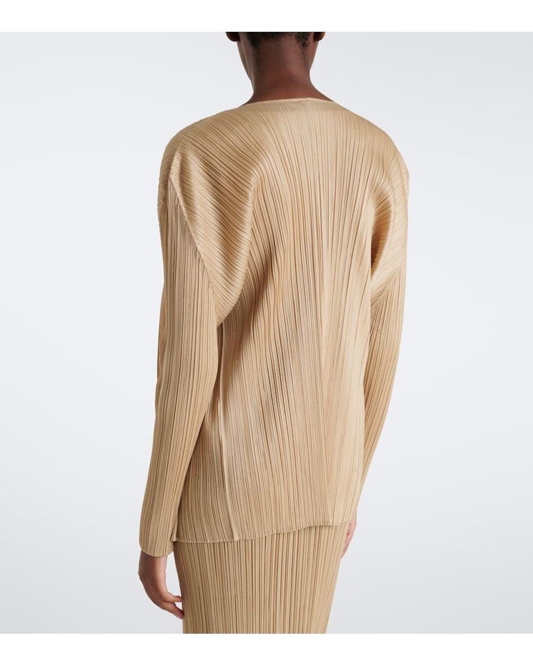 Pleats Please Issey Miyake Natural Monthly Colors: October Pleated Cardigan
