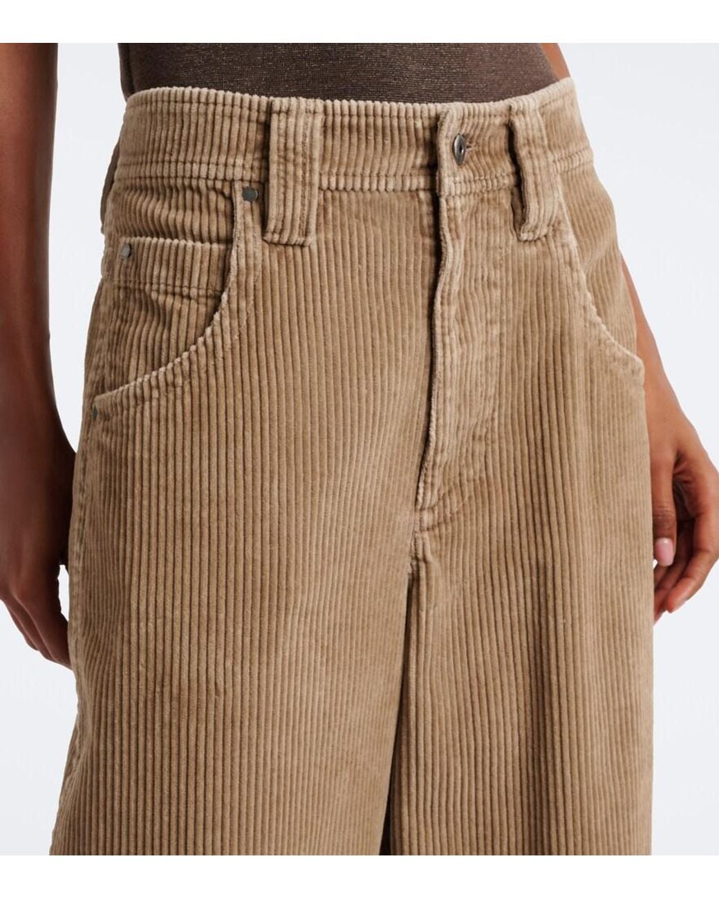 Brunello Cucinelli Natural Monili Cotton Corduroy Straight Pants