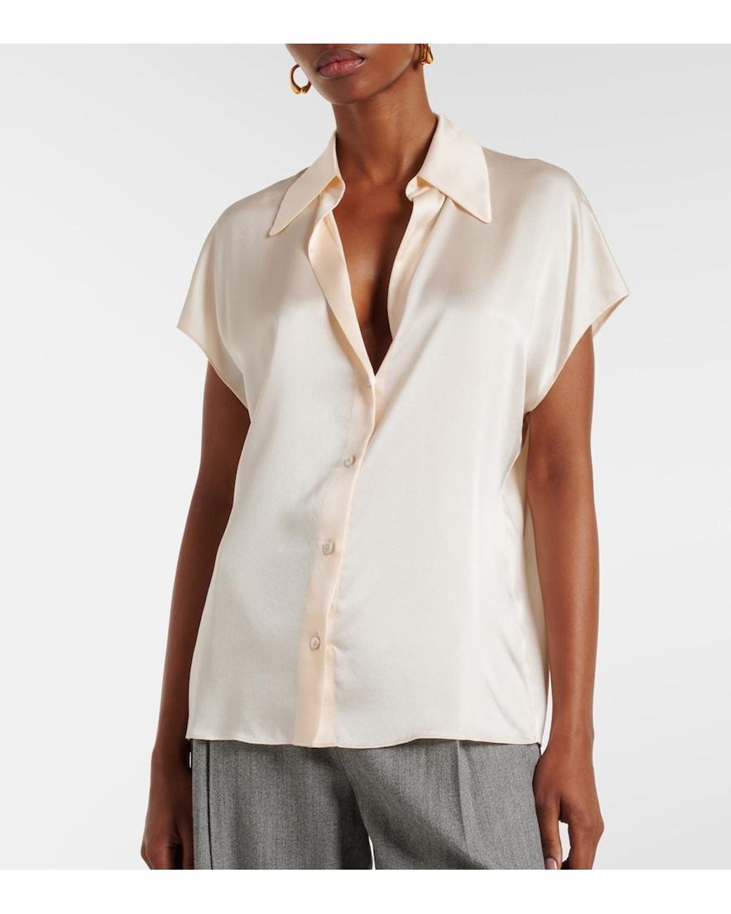 Vince White Silk Satin Blouse