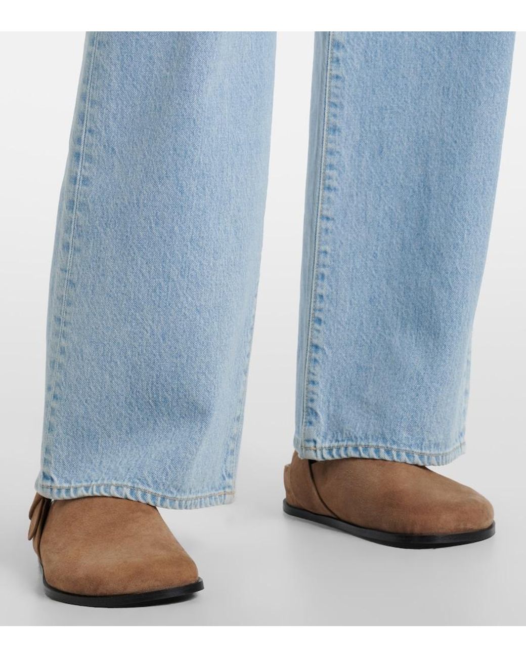 SLVRLAKE Denim Blue Grace High-Rise Wide-Leg Jeans