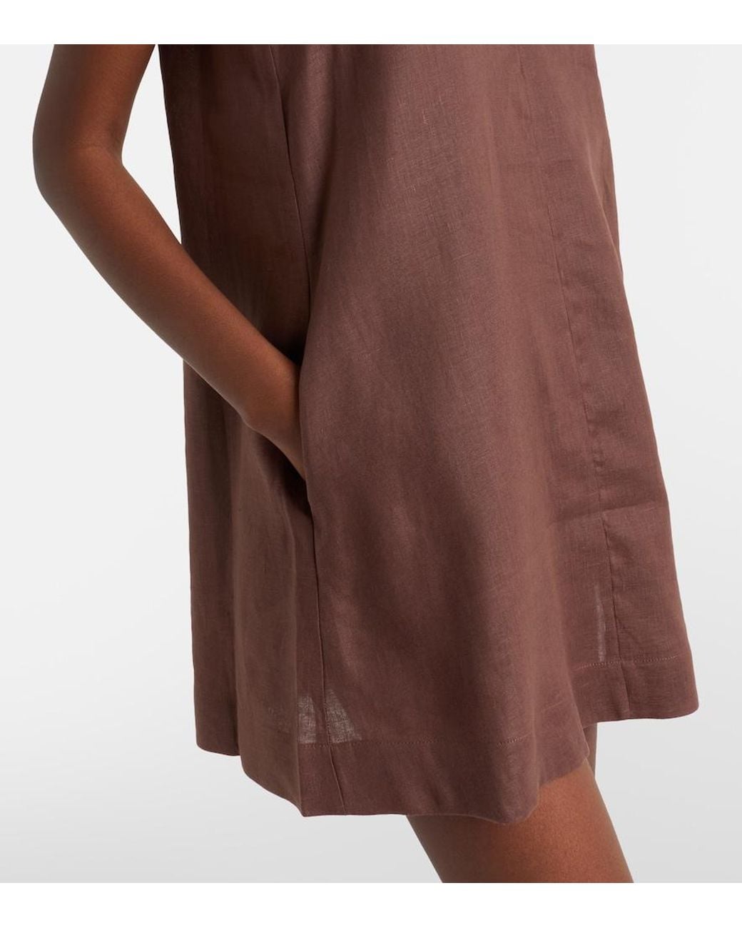 Asceno Brown Derya Linen Minidress