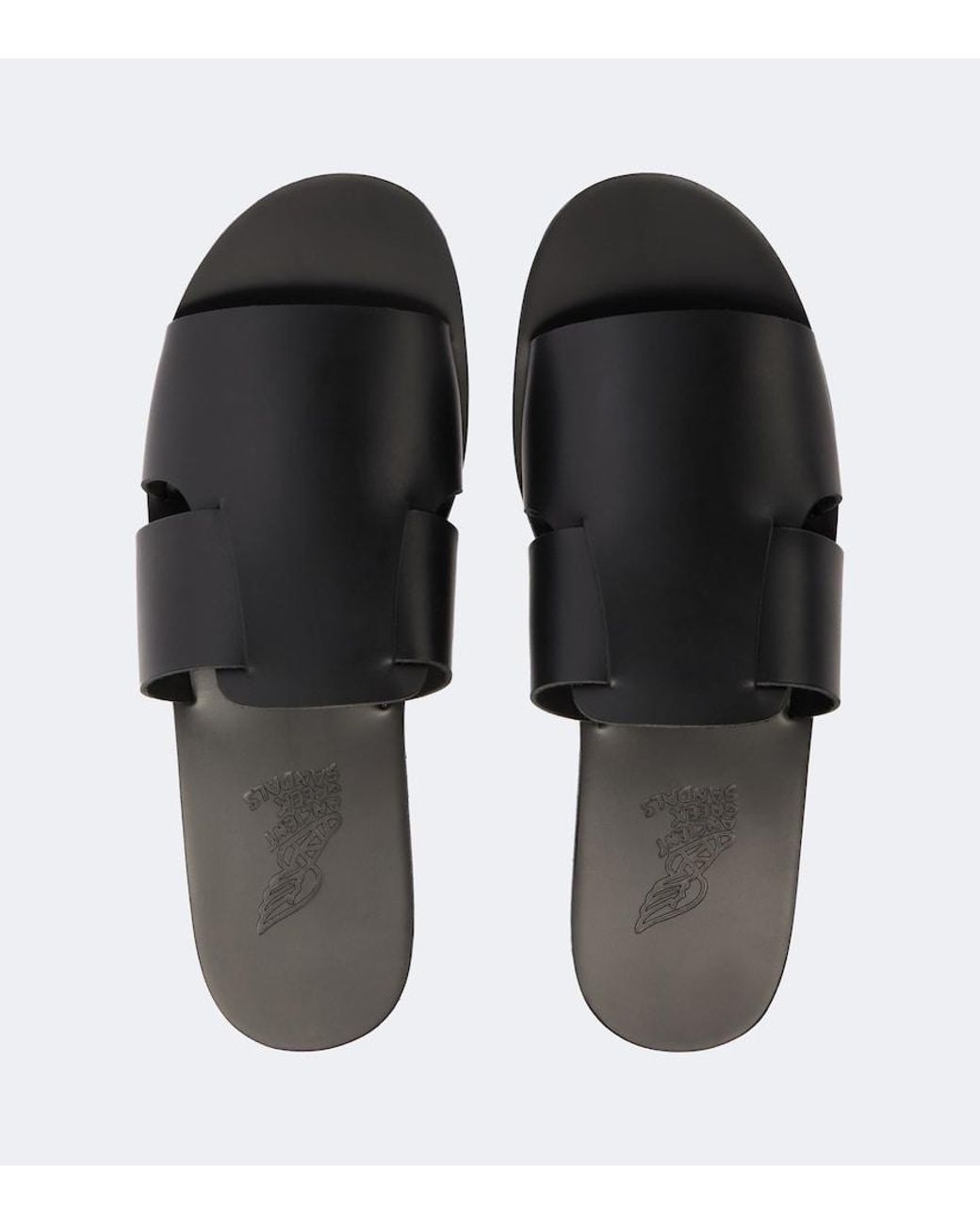 Ancient Greek Sandals Black Miltiadis Leather Sandals for men