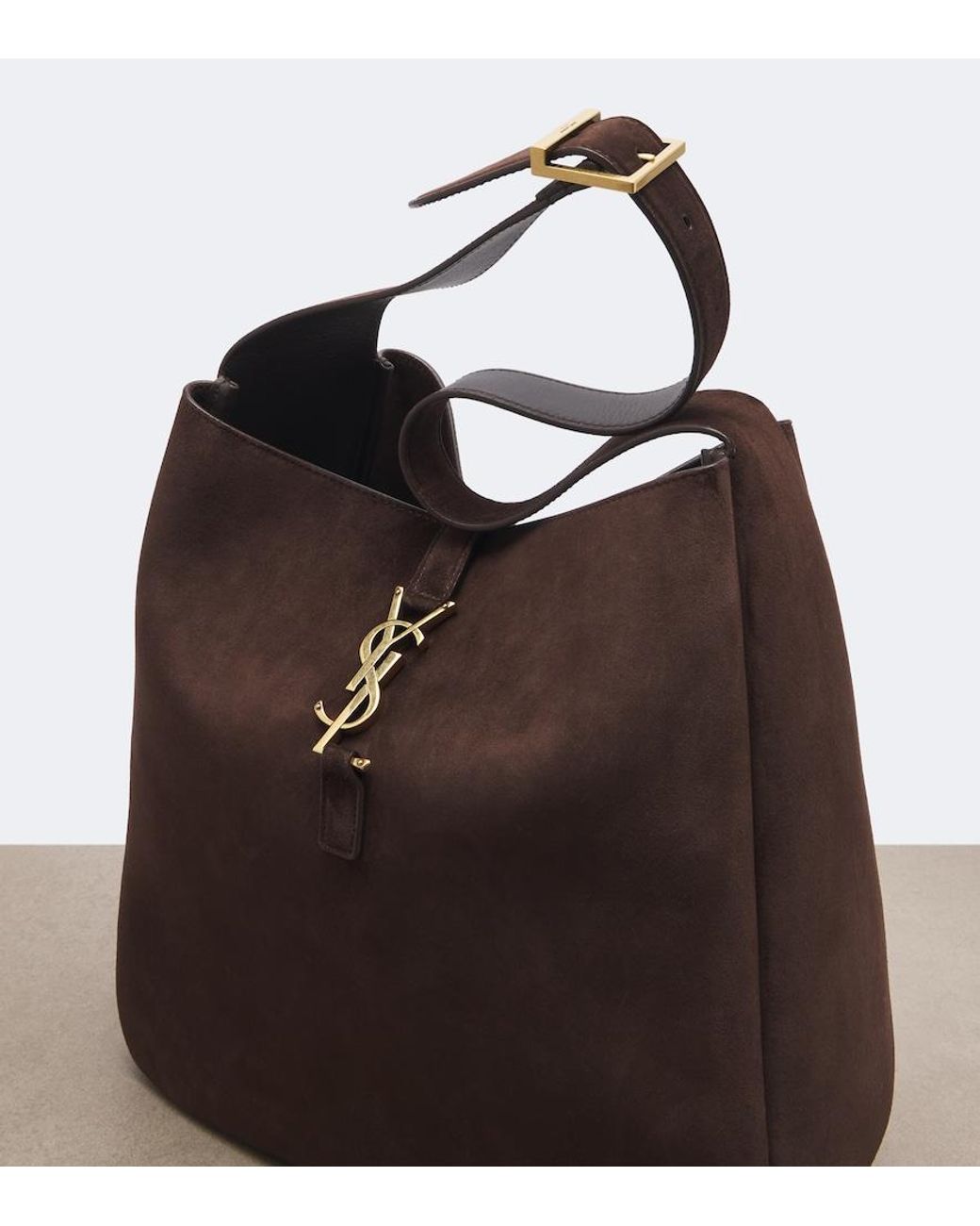 Saint Laurent Brown Le 5 A 7 Supple Large Suede Shoulder Bag