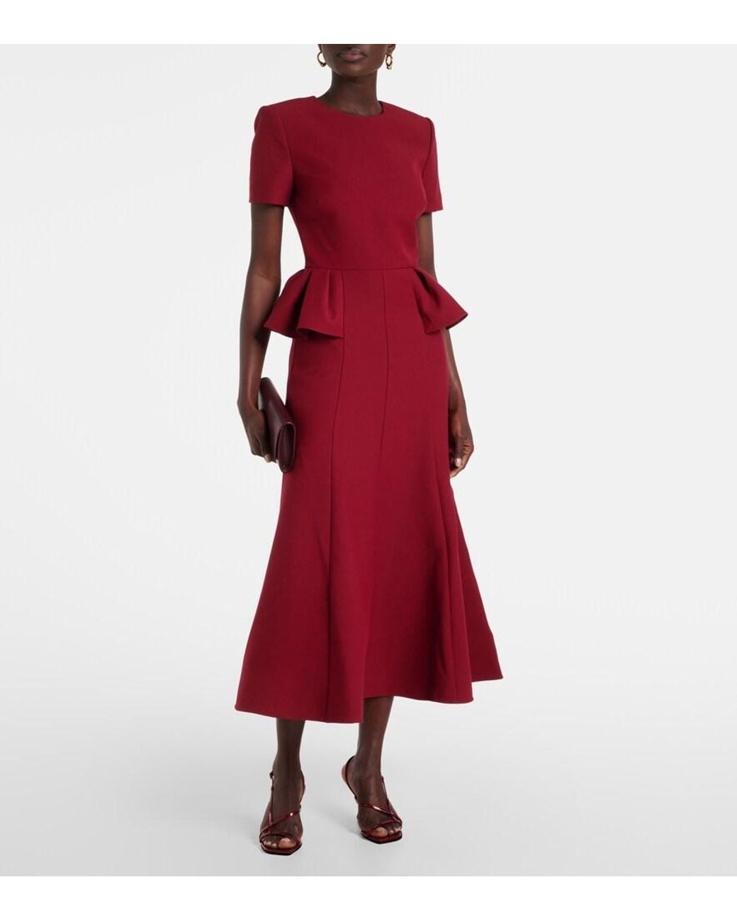 Roland Mouret Red Crepe Midi Dress