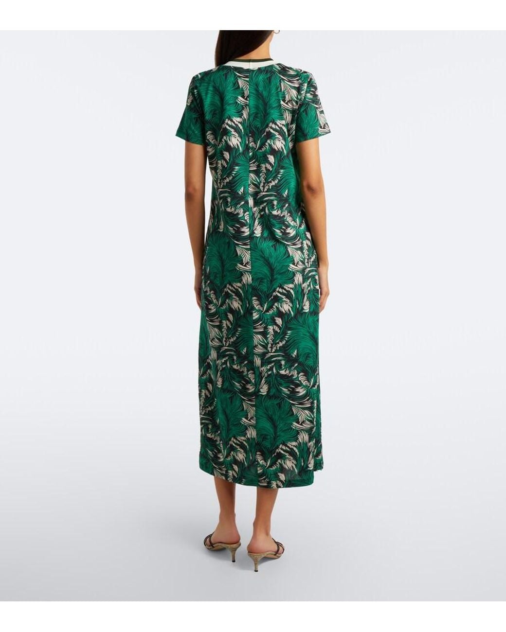 LaDoubleJ Green Sporty Swing Cotton Jersey Midi Dress