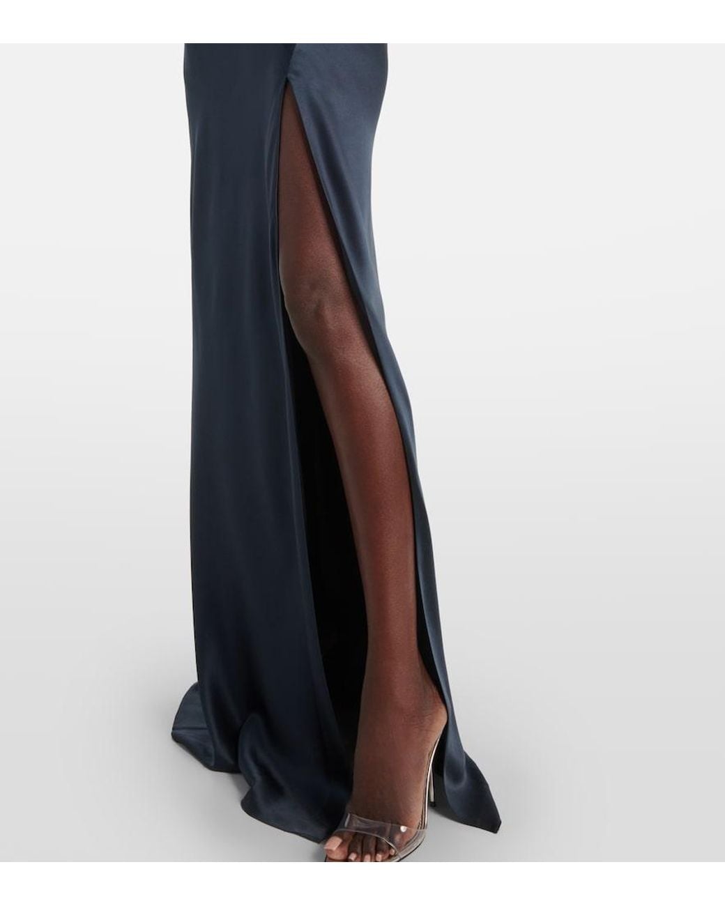 The Sei Blue Asymmetric Silk Satin Maxi Skirt