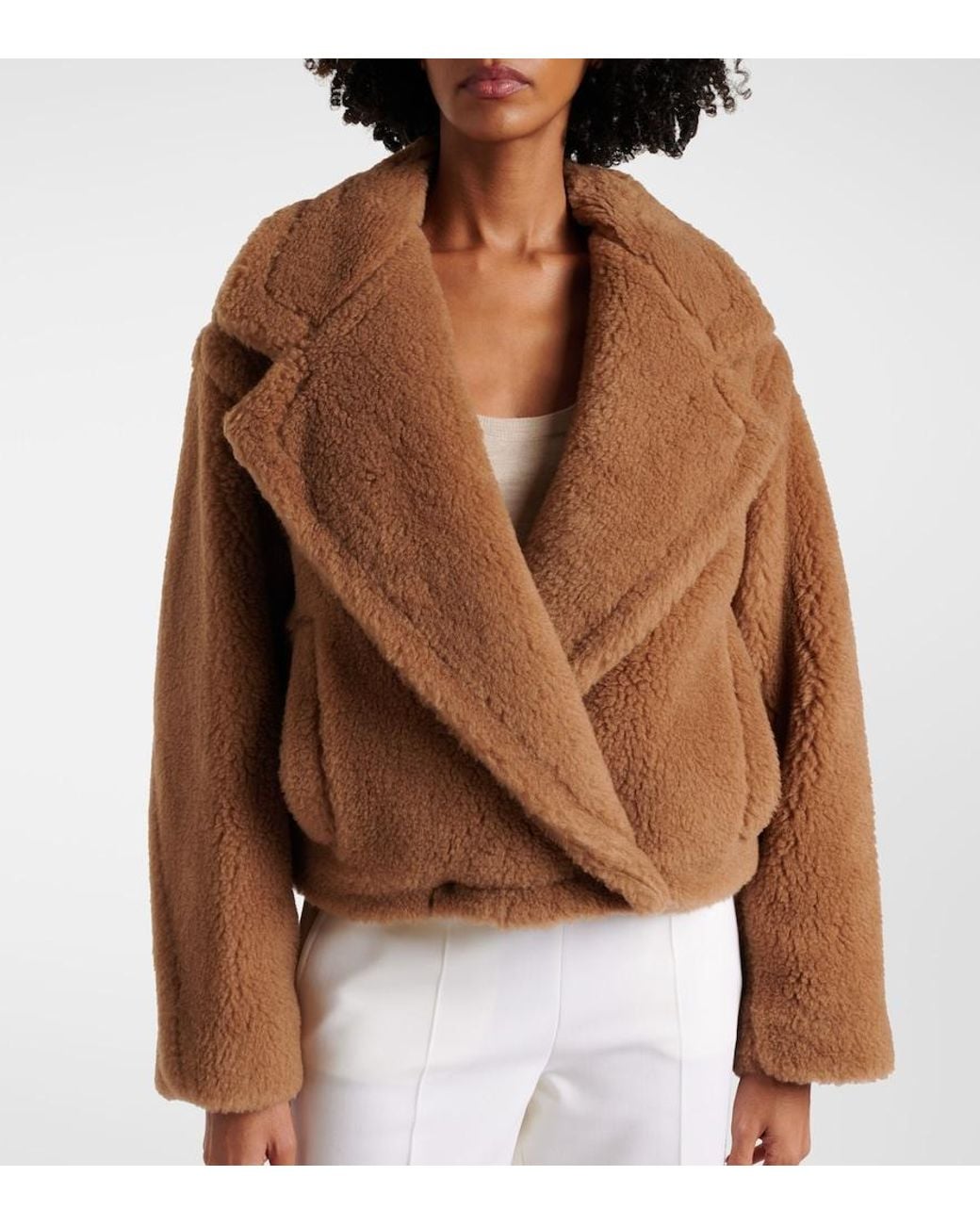 Max Mara Brown Gardone Camel Hair And Silk Teddy Coat