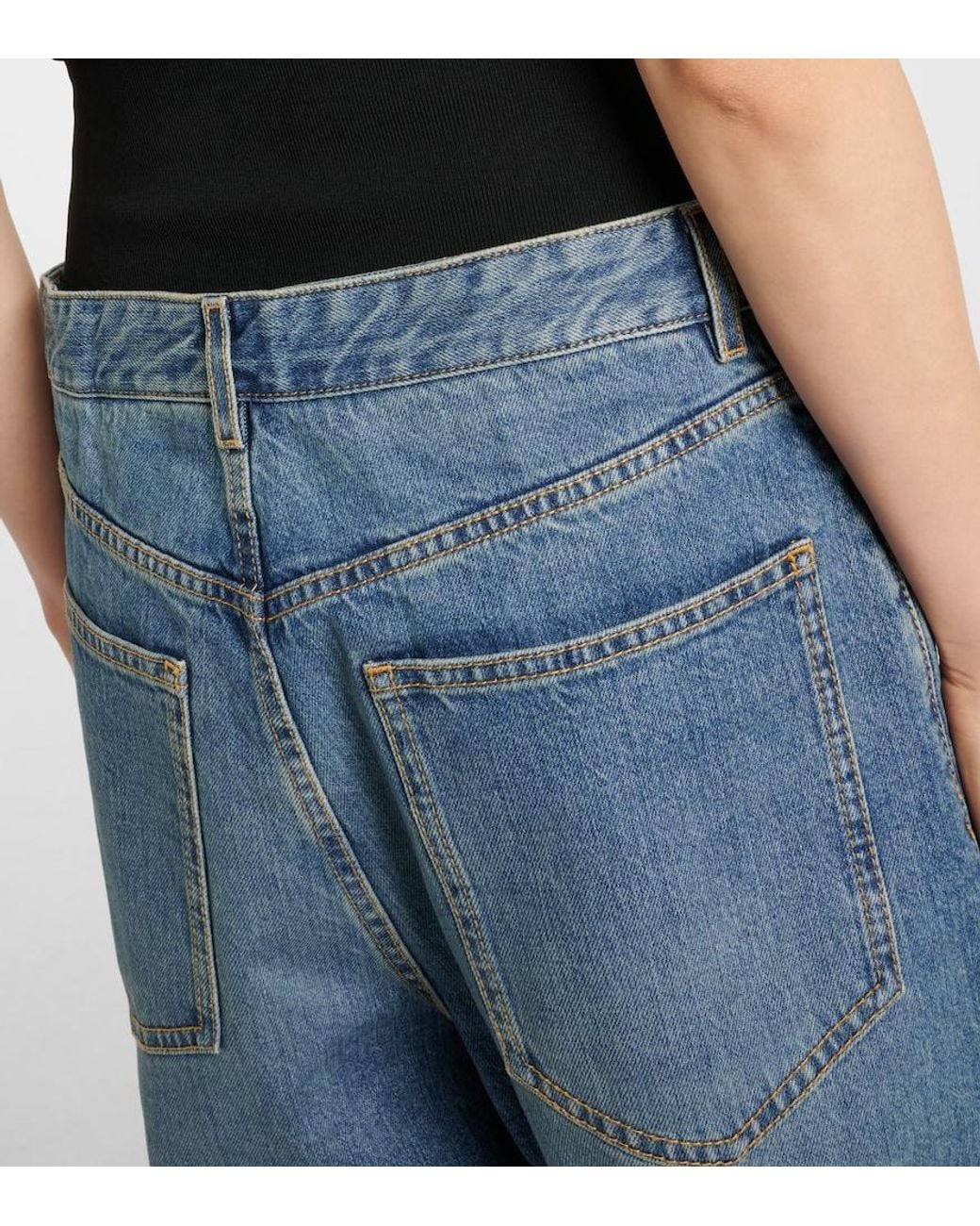 Alaïa Blue Cropped Barrel-Leg Jeans