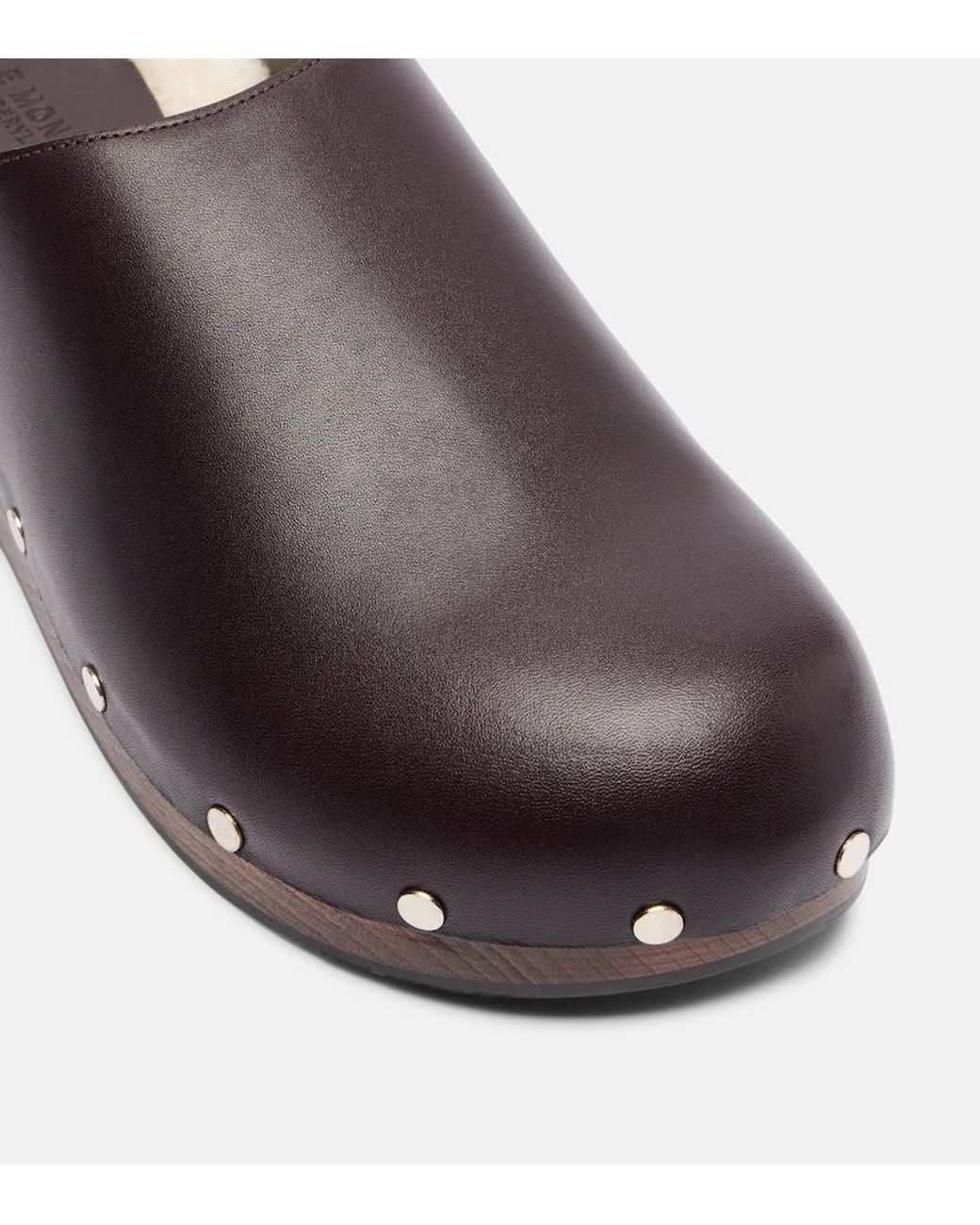 Le Monde Beryl Brown Agnes Studded Leather Mules