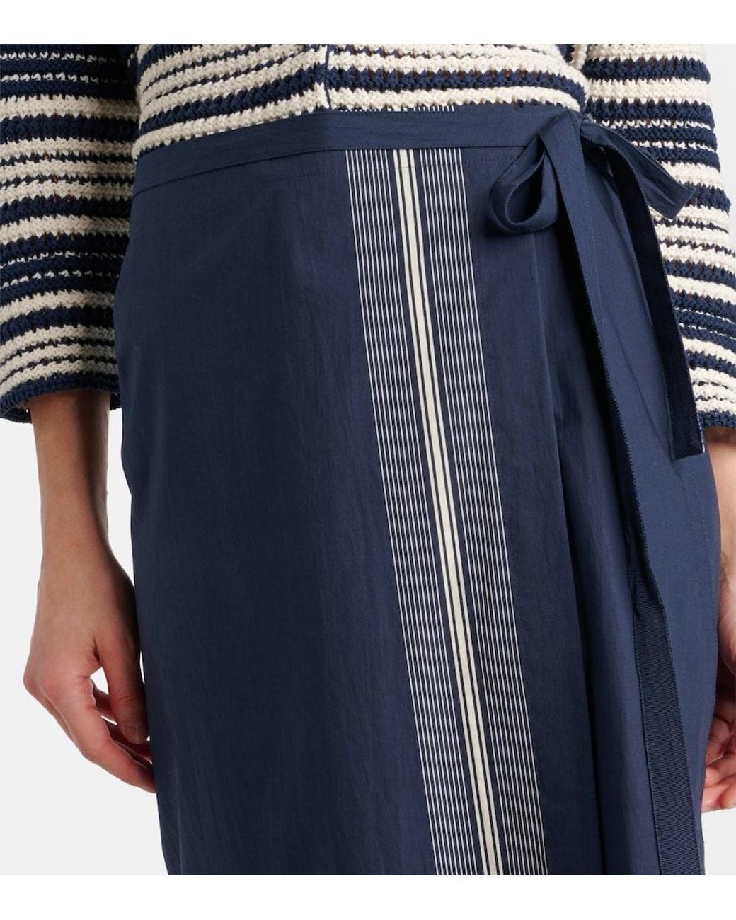 Vince Blue Striped Cotton Wrap Skirt