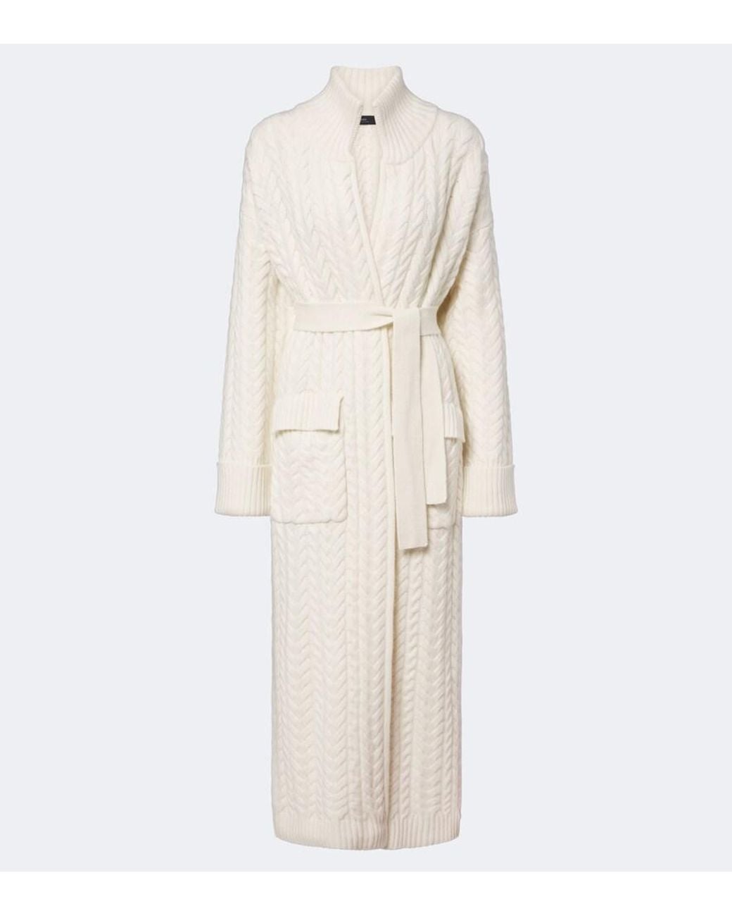 arch4 Natural Bond Street Cable-Knit Cashmere Long Cardigan